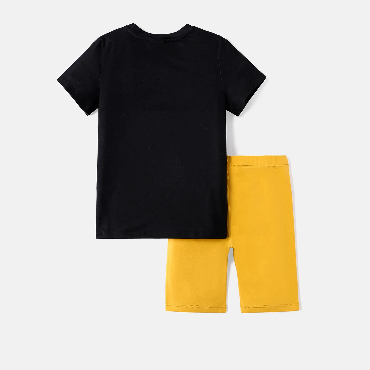 jajaja. ¡sorpresa! Conjunto de camiseta y pantalones cortos de algodón con estampado de personajes para niño pequeño/niño niña/niño Negro big image 1