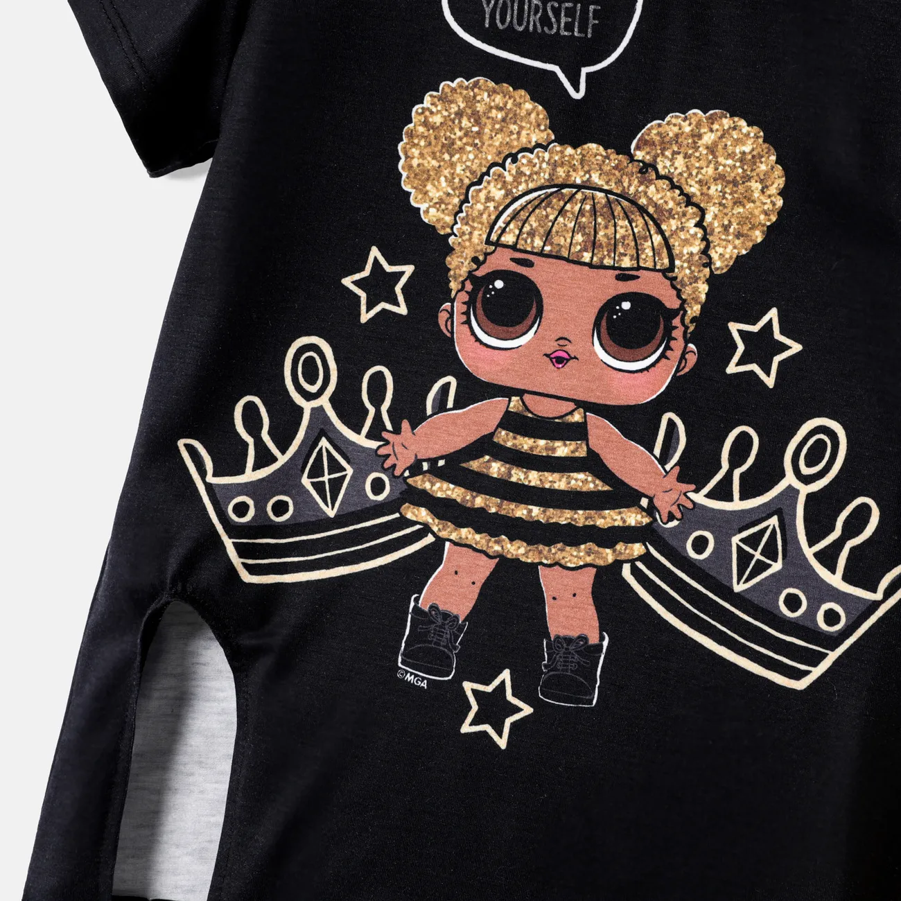 L.O.L. SURPRISE! Toddler/Kid Girl/Boy Character Print Tee and Cotton Shorts Set Black big image 1