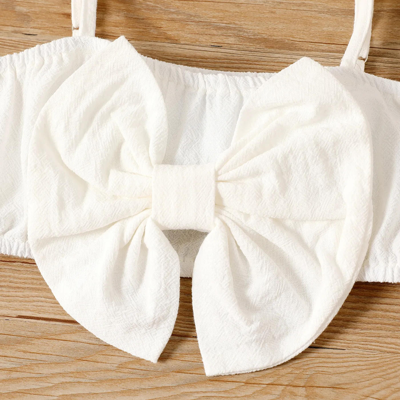 2pcs Toddler Girl Cotton Bowknot Design Camisole and Polka dots Button Design Skirt Set yellowwhite image 3