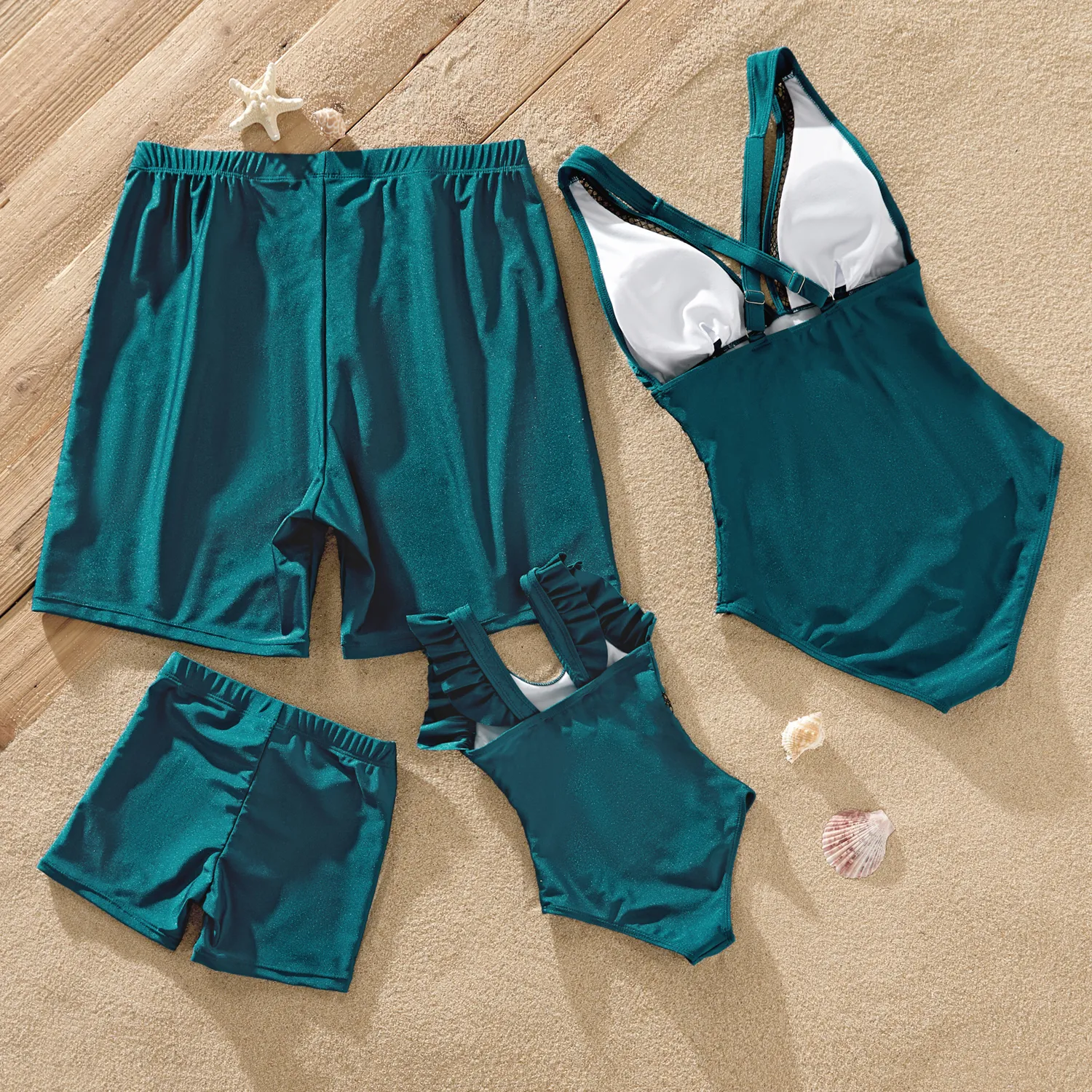 Look de família Conjuntos de roupa para a família Fato de banho Verde image 3