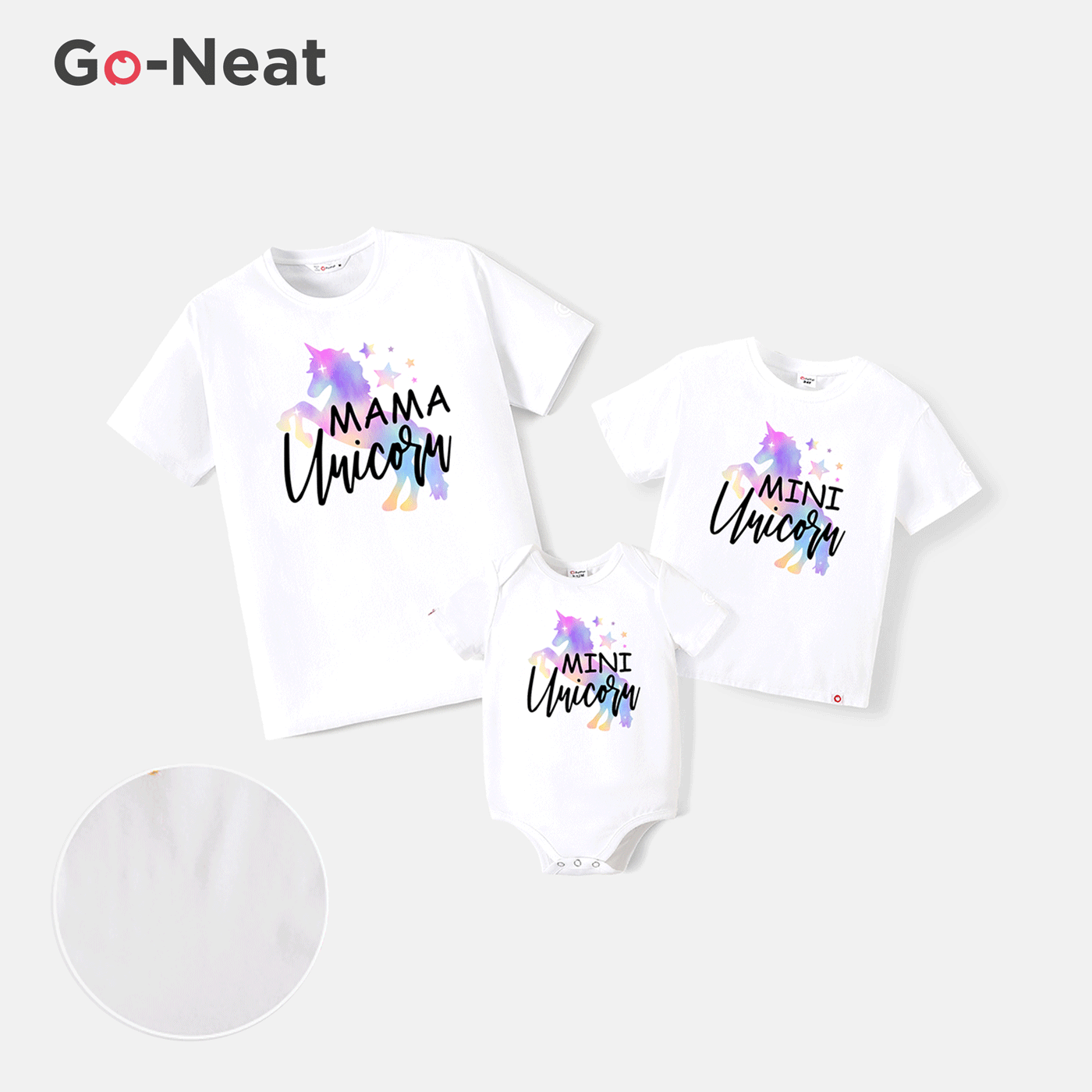 Go-Neat Water Repellent and Stain Resistant Mommy and Me Unicorn & Letter Print Short-sleeve Tee