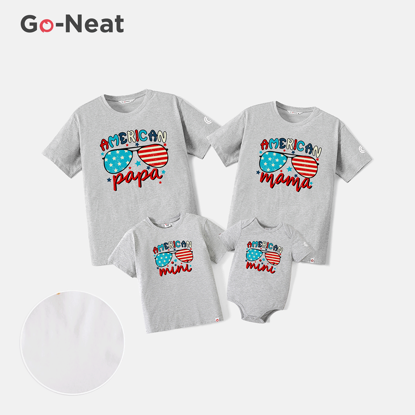 Go-Neat Fleckenbeständig Familien-Outfits Familien-Looks Buchstaben Kurzärmelig Oberteile hellgrau big image 15