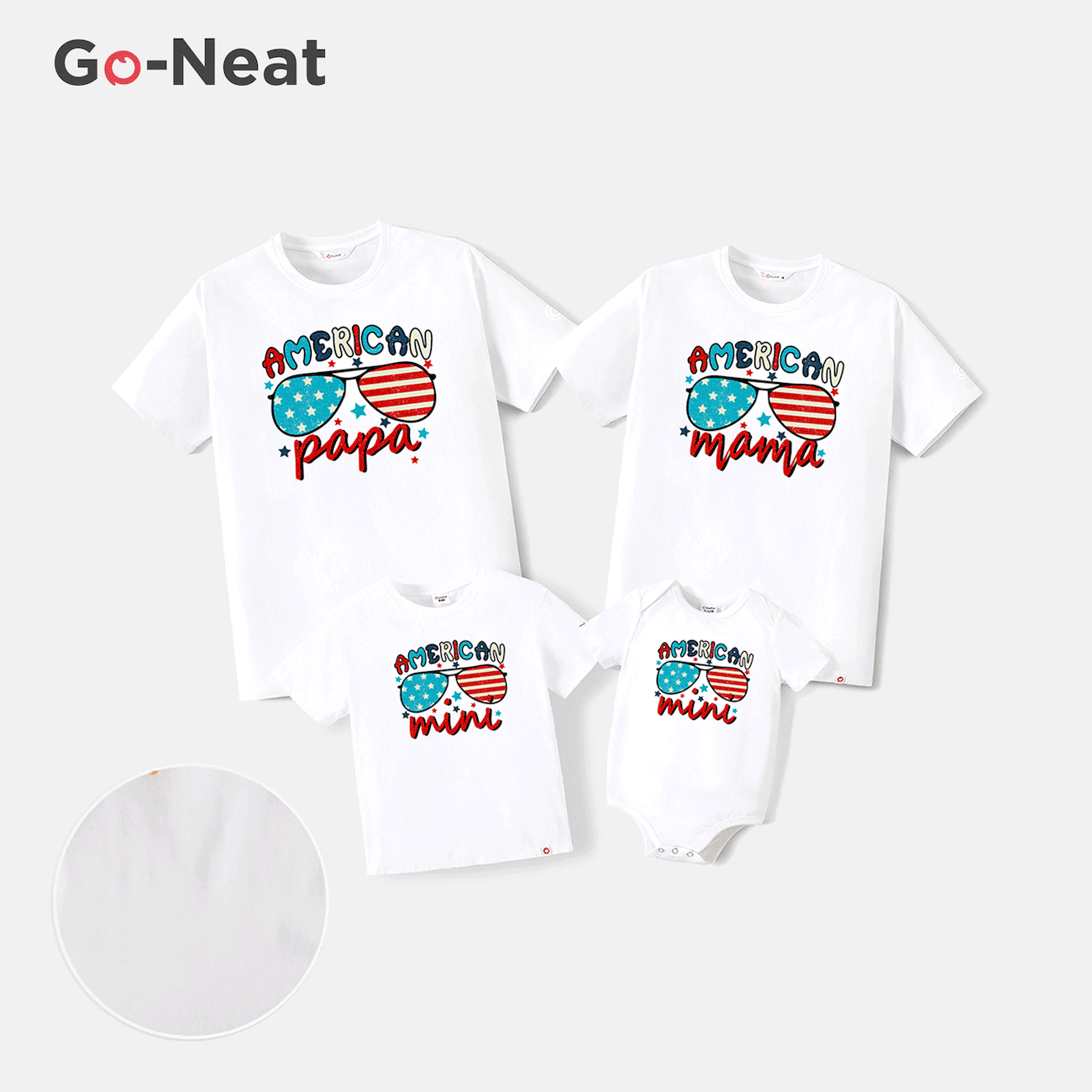 Go-Neat Water Repellent and Stain Resistant Family Matching Independence Day Graphic Print Short-sleeve Tee White big image 1