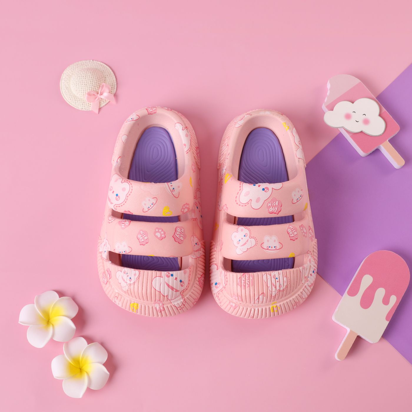 

Toddler/Kid Allover Cartoon Print Non-slip Wear-resistant Slippers