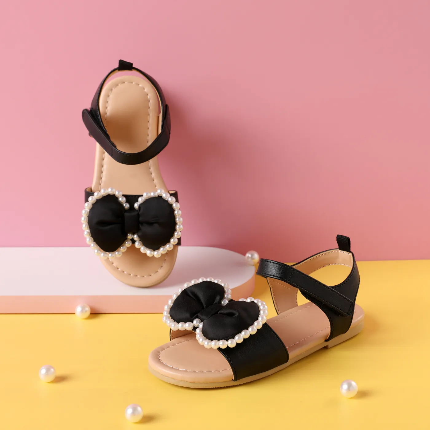 Kid Pearl Decor Solid Sandals