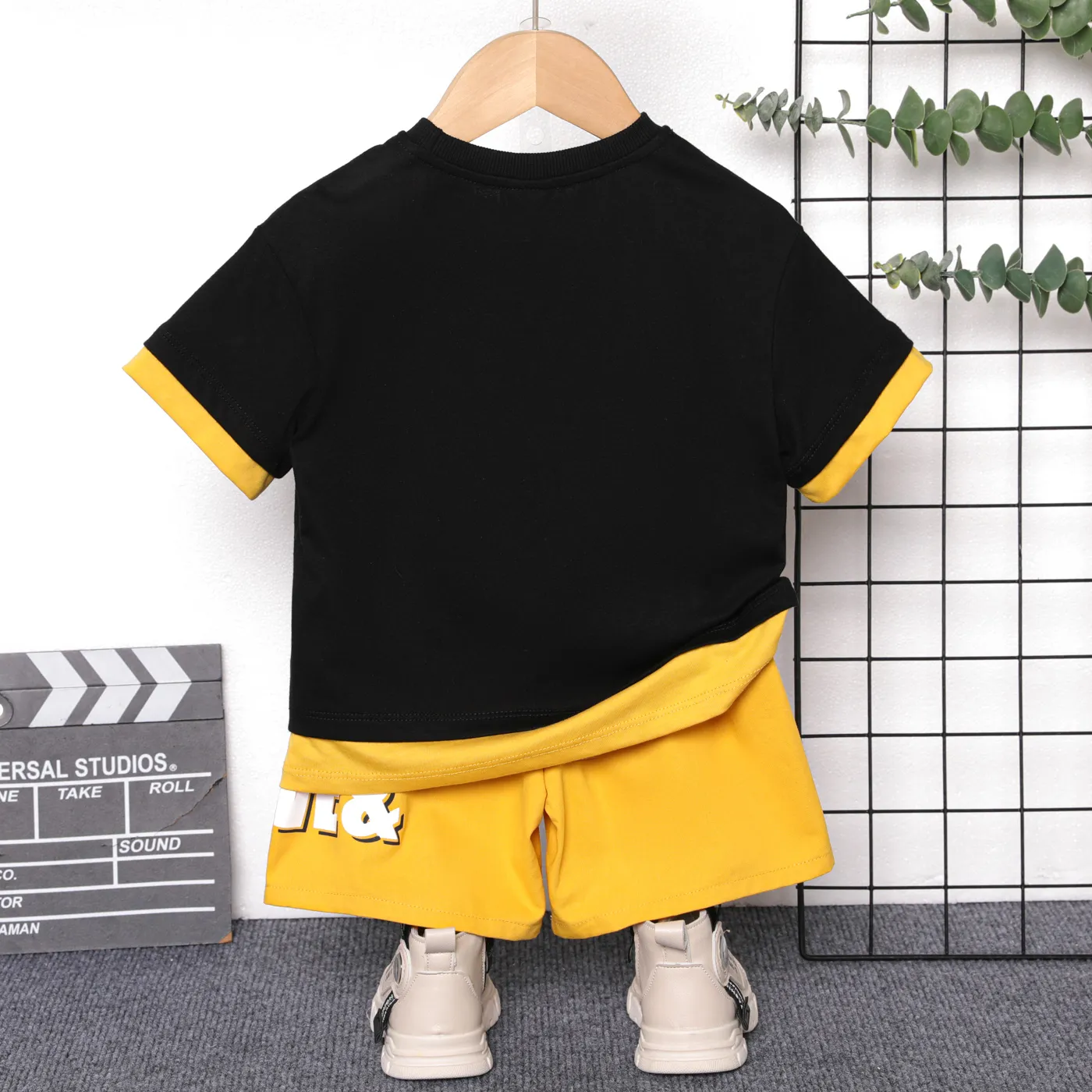 2 unidades Criança Menino Costuras de tecido Avant-garde conjuntos de camisetas  image 2