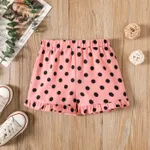 Toddler Girl Polka Dots Pattern Ruffle Hem Shorts Pink