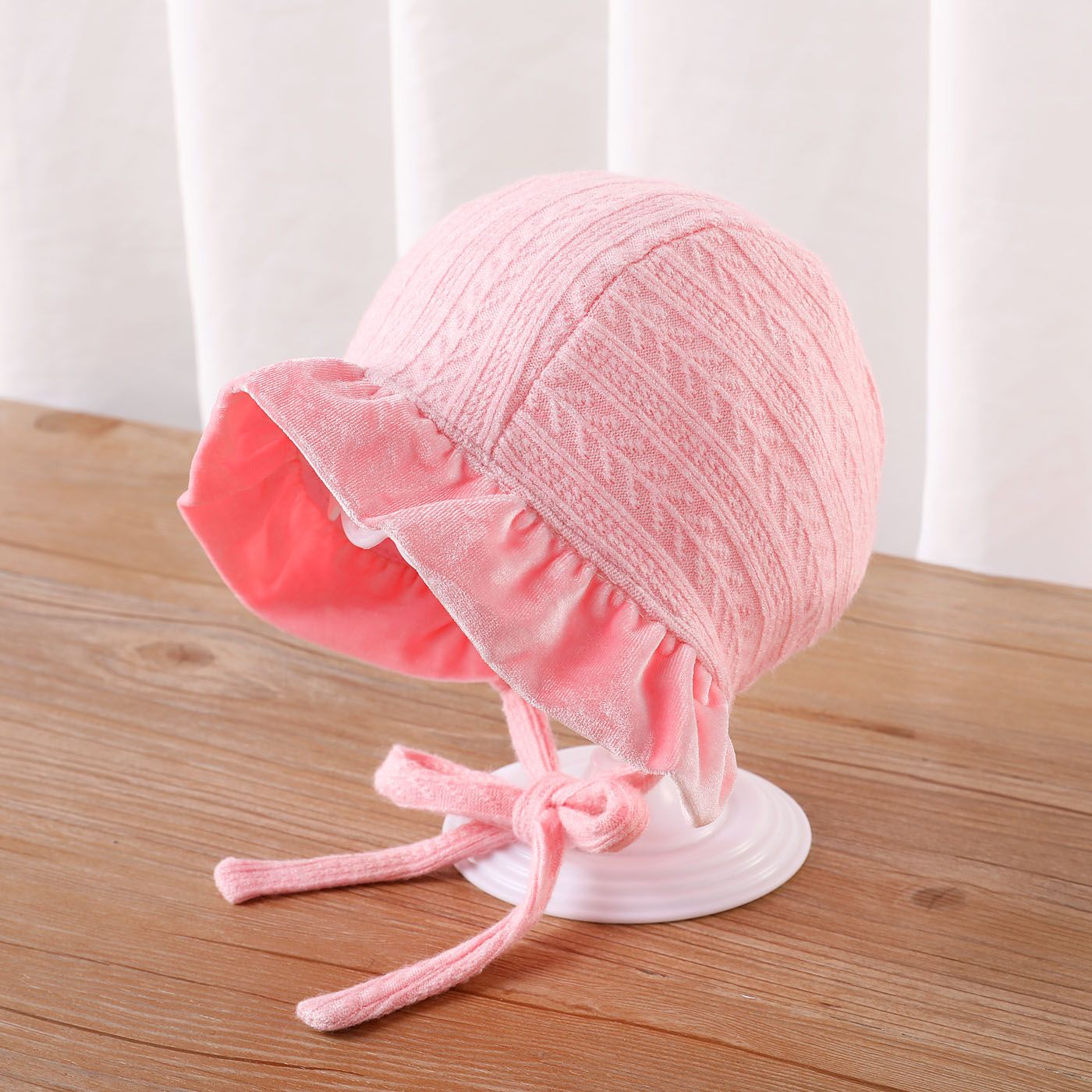 Baby / Toddler Ruffled Lace Up Cotton Hat