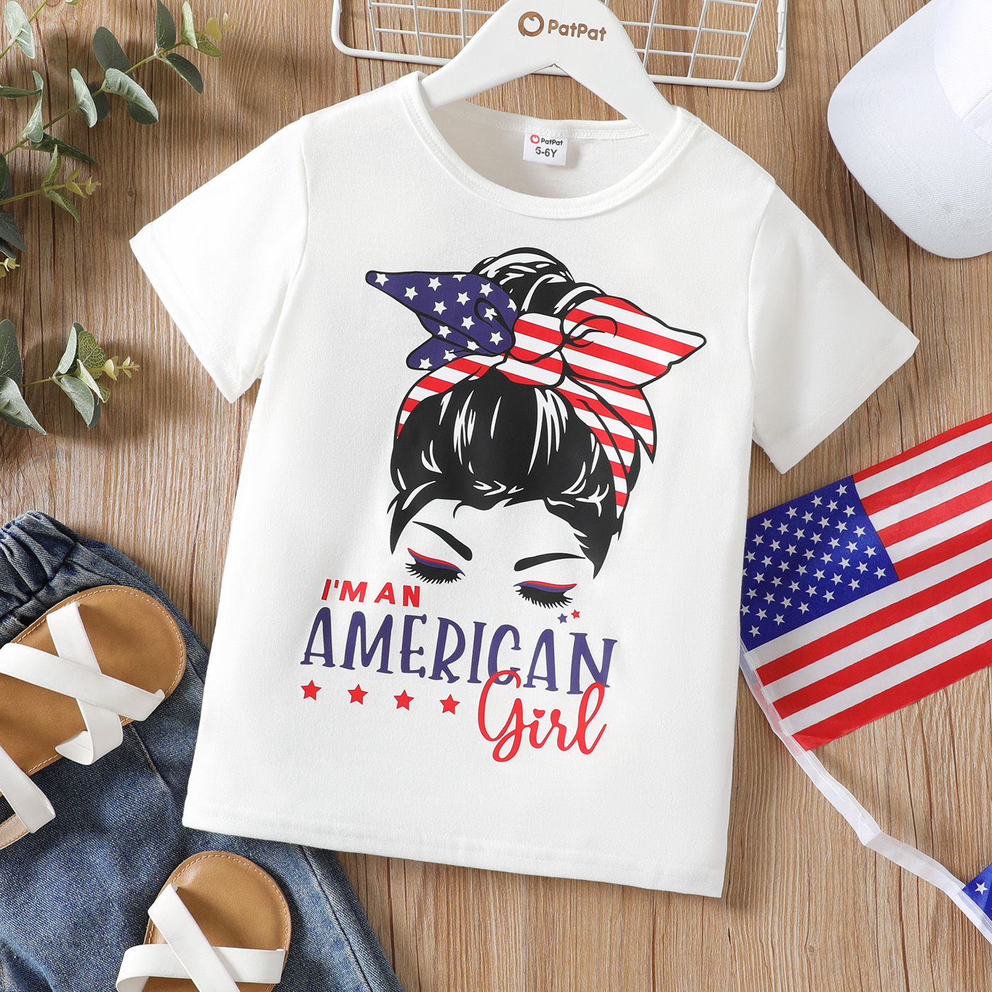 

Kid Girl Independence Day Figure Print Short-sleeve Tee