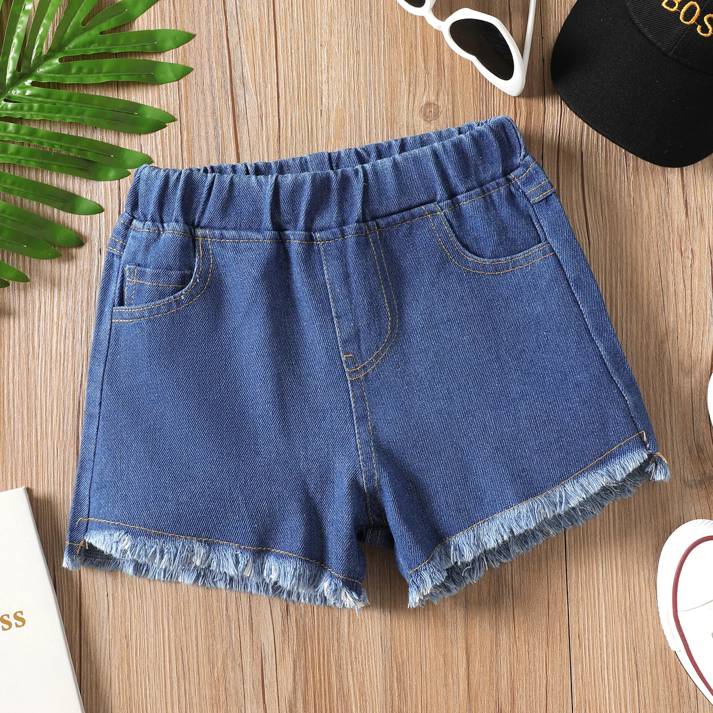 Kid Girl Raw Hem Denim Shorts  big image 1