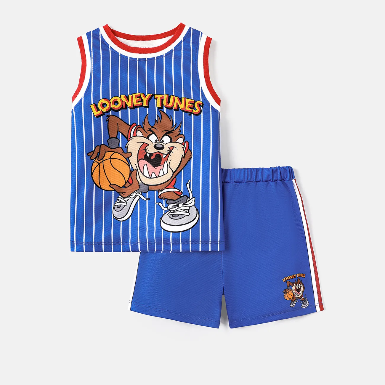 Looney Tunes Toddler/Kid Boy 2pcs Basketball & Character Print Tank Top and Shorts Set Blue big image 1