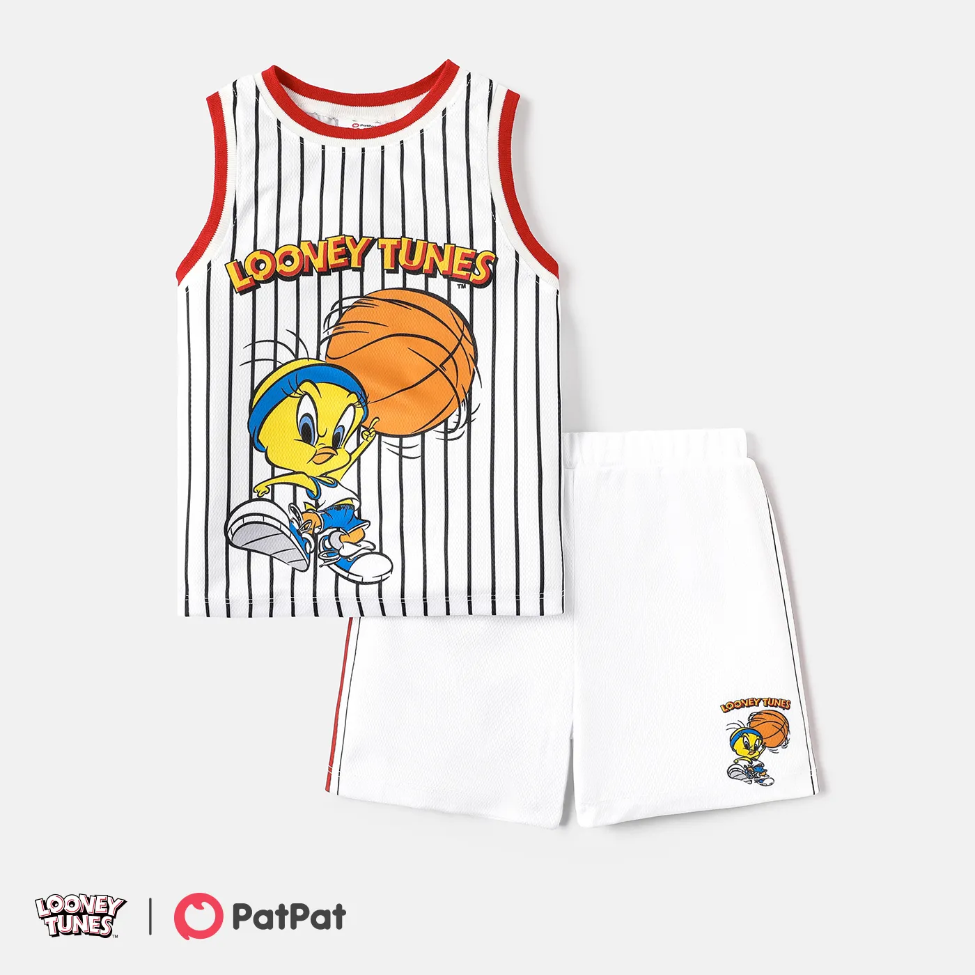 Looney Tunes Toddler/Kid Boy 2pcs Basketball & Character Print Tank Top and Shorts Set White