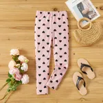 Eco-friendly RPET Fabric Toddler/Kid Girl Heart Print/Polka dots Elasticized Leggings Pink