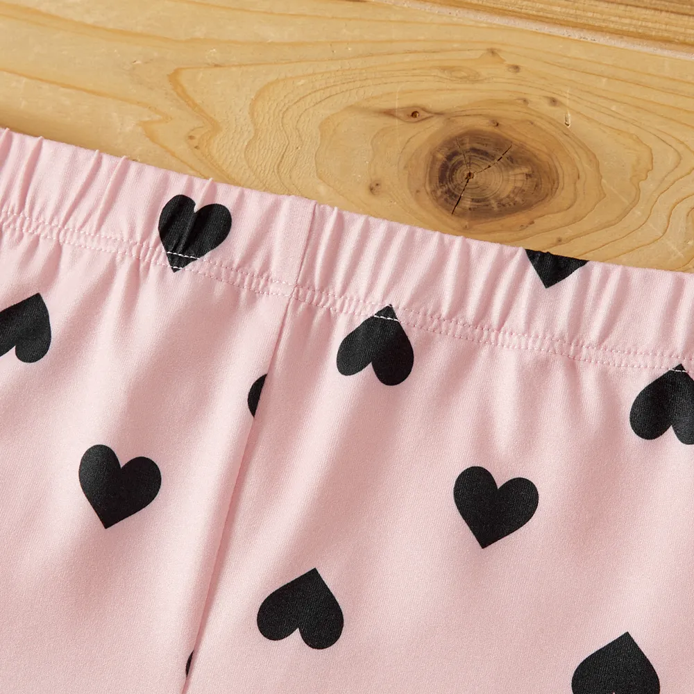 Eco-friendly RPET Fabric Toddler/Kid Girl Heart Print/Polka dots Elasticized Leggings  big image 4