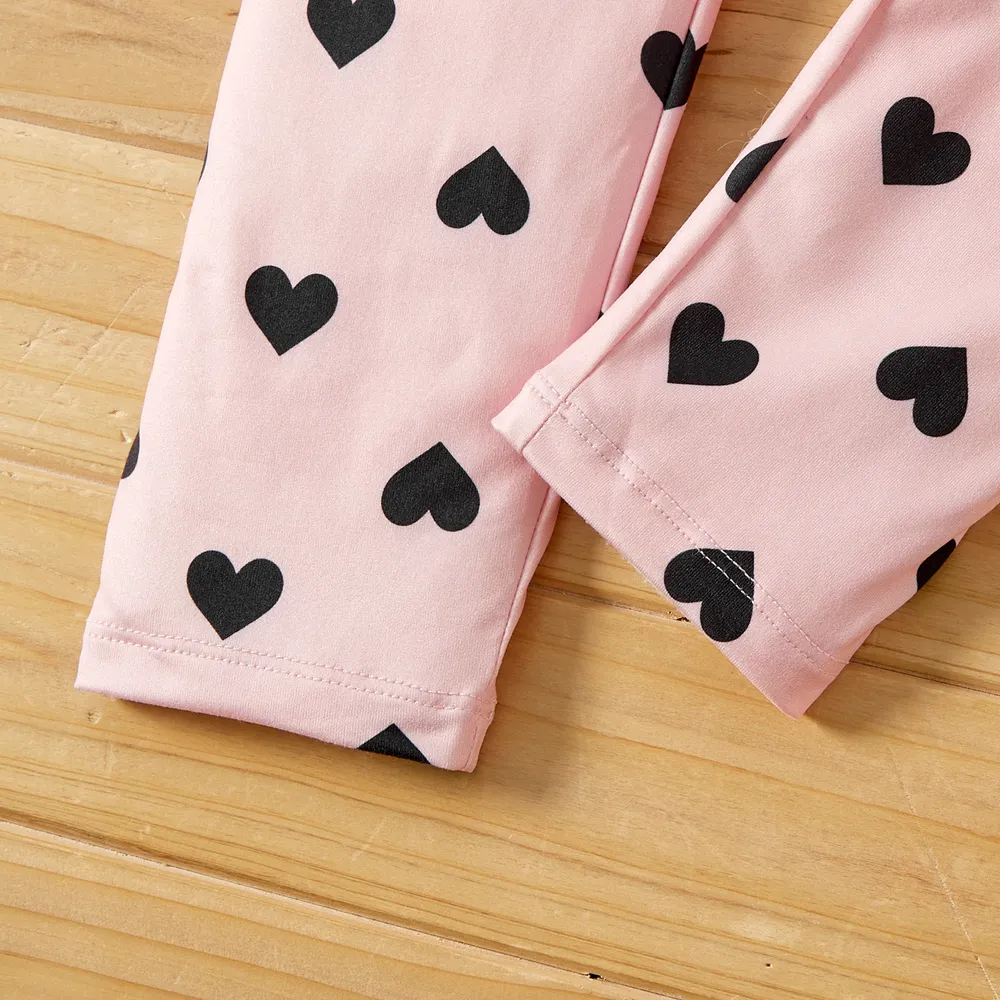 Eco-friendly RPET Fabric Toddler/Kid Girl Heart Print/Polka dots Elasticized Leggings big image 3