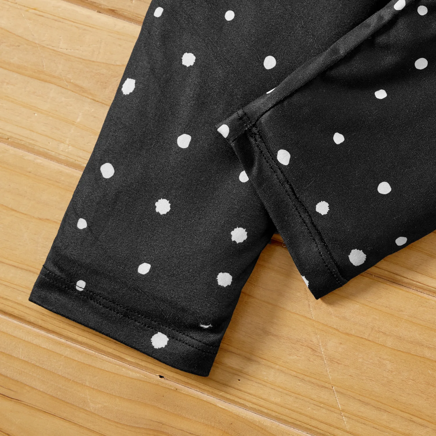 Eco-friendly RPET Fabric Toddler/Kid Girl Heart Print/Polka dots Elasticized Leggings Black image 6