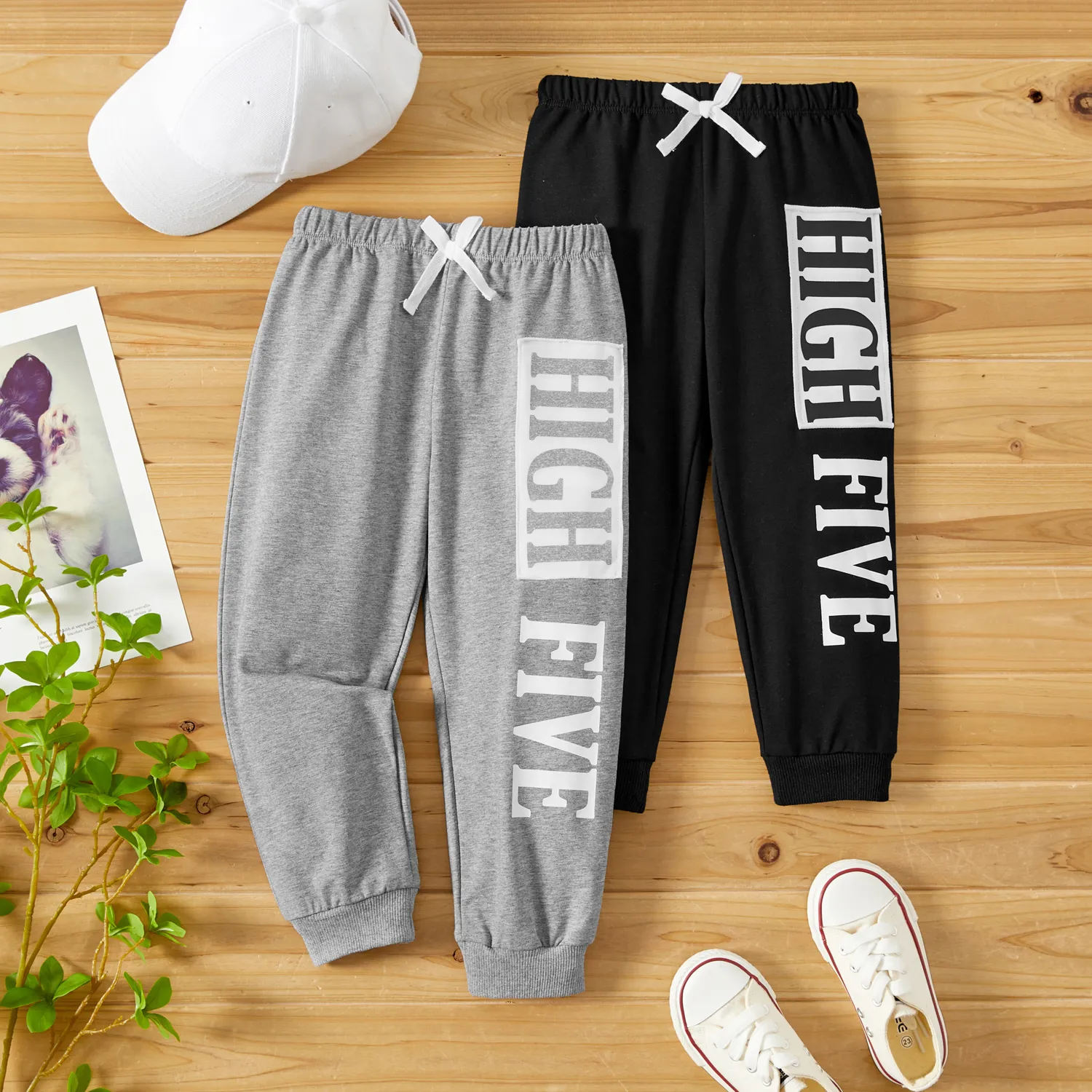 Toddler Boy Letter Print Elasticized Cotton Pants  image 2