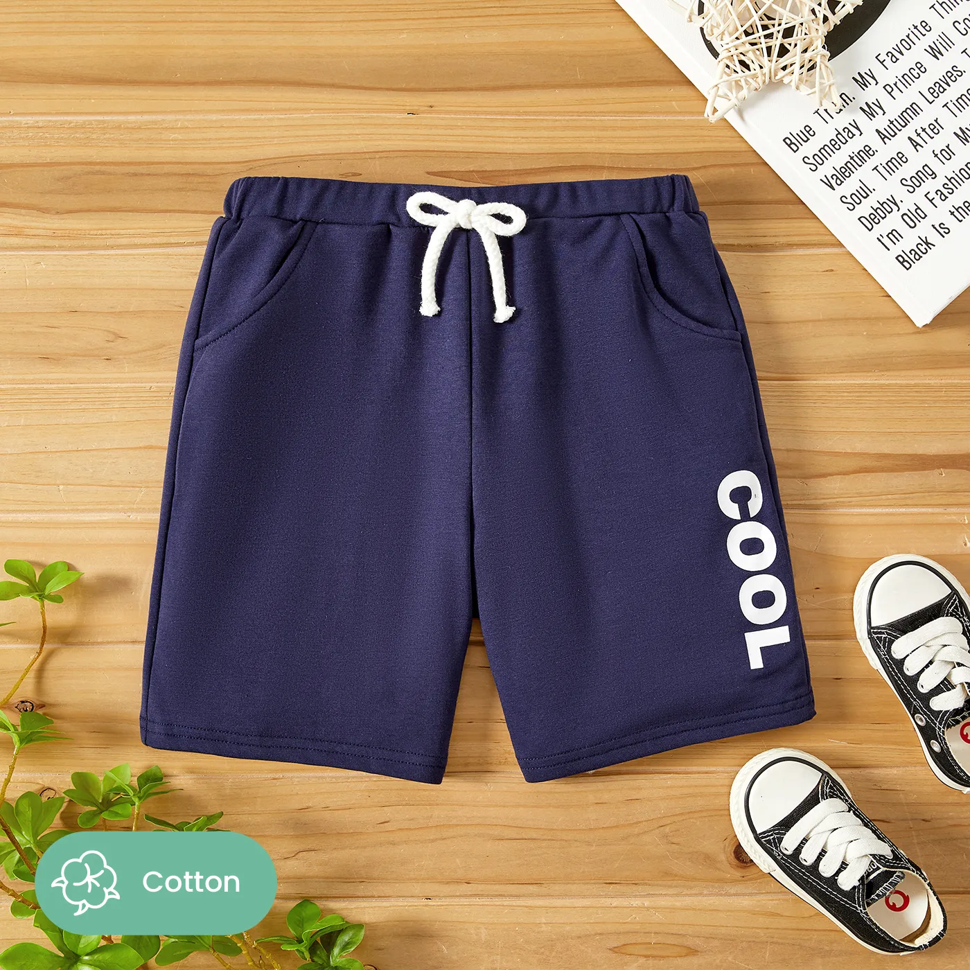 Naia Toddler/Kid Boy Letter/Camouflage Print Elasticized Shorts DeepBlue