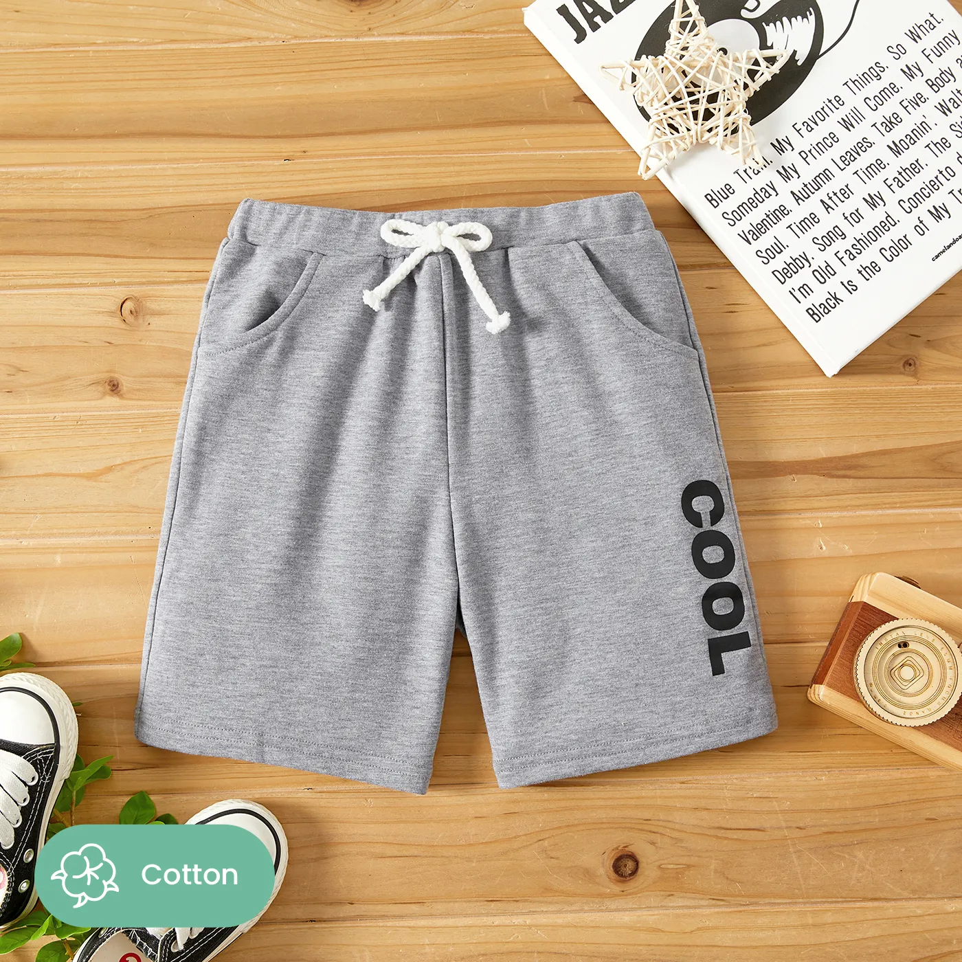 Naia Toddler/Kid Boy Letter/Camouflage Print Elasticized Shorts Flecked Grey big image 1