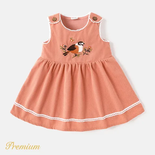 Baby Girl Bird Embroidered Sleeveless Dress