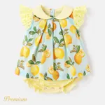 <lemon tree love> mameluco de manga corta de algodón con estampado de limones para bebé niña amarillo claro