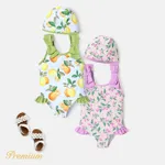 Toddler Girl Floral Print Ruffled Bowknot Design Sleeveless Onepiece Swimsuit  image 6