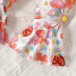 3pcs Baby Girl 95% Cotton Letters Print Sleeveless Top and Allover Print Flared Pants & Headband Set  image 4