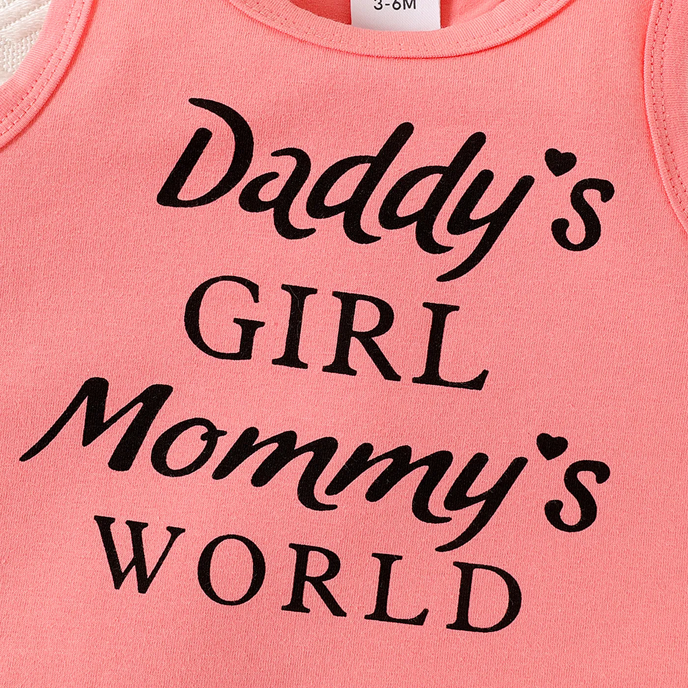3pcs Baby Girl 95% Cotton Letters Print Sleeveless Top and Allover Print Flared Pants & Headband Set  image 3