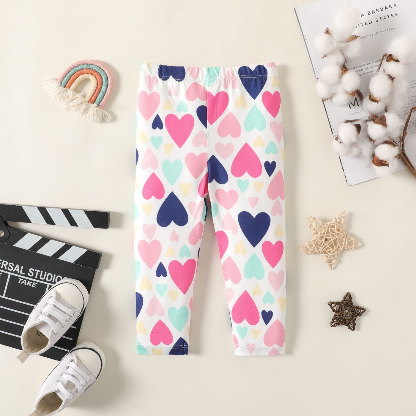 

Baby Girl Heart Print Elasticized Leggings