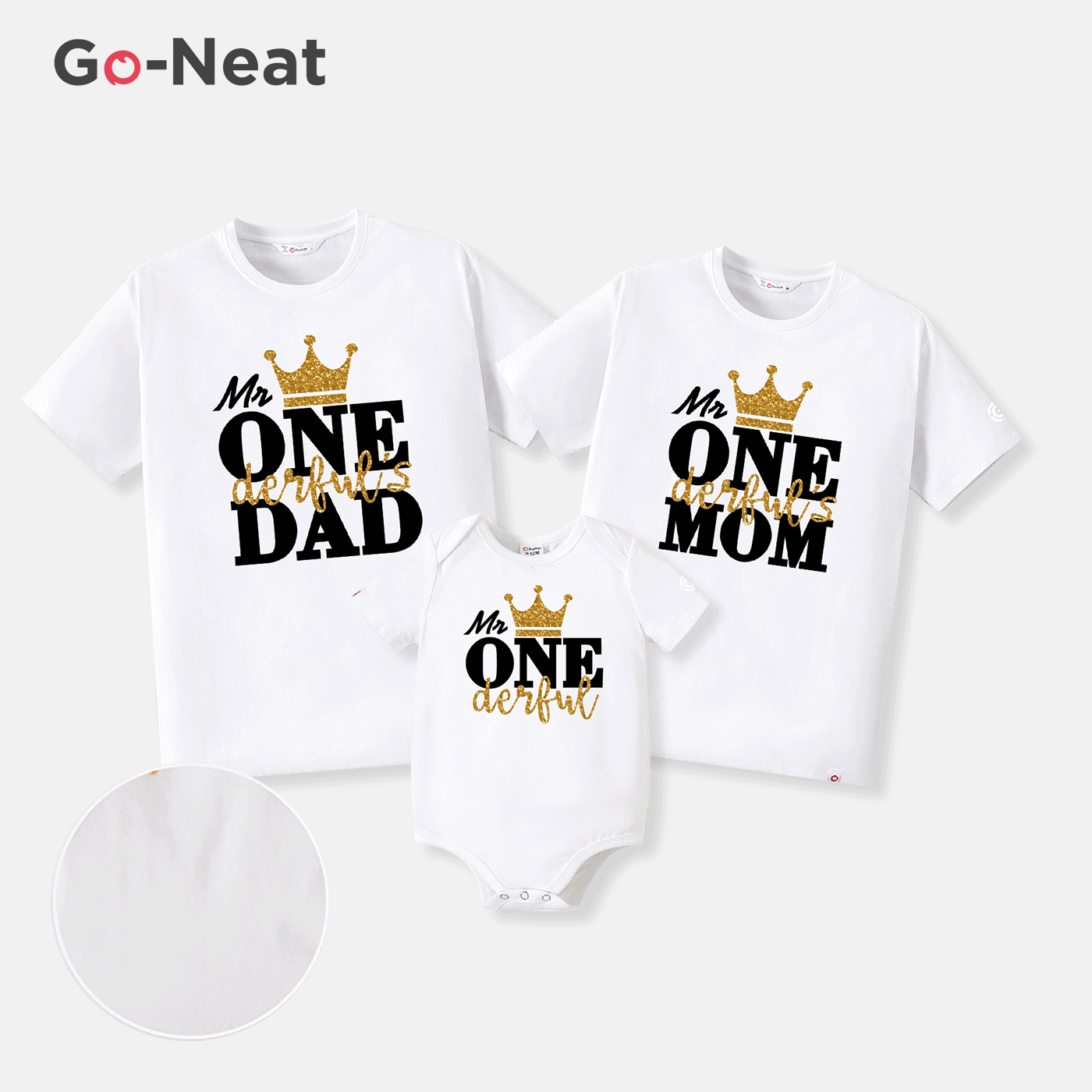Go-Neat Water Repellent and Stain Resistant Family Matching Crown & Letter Print Short-sleeve Birthday Tee