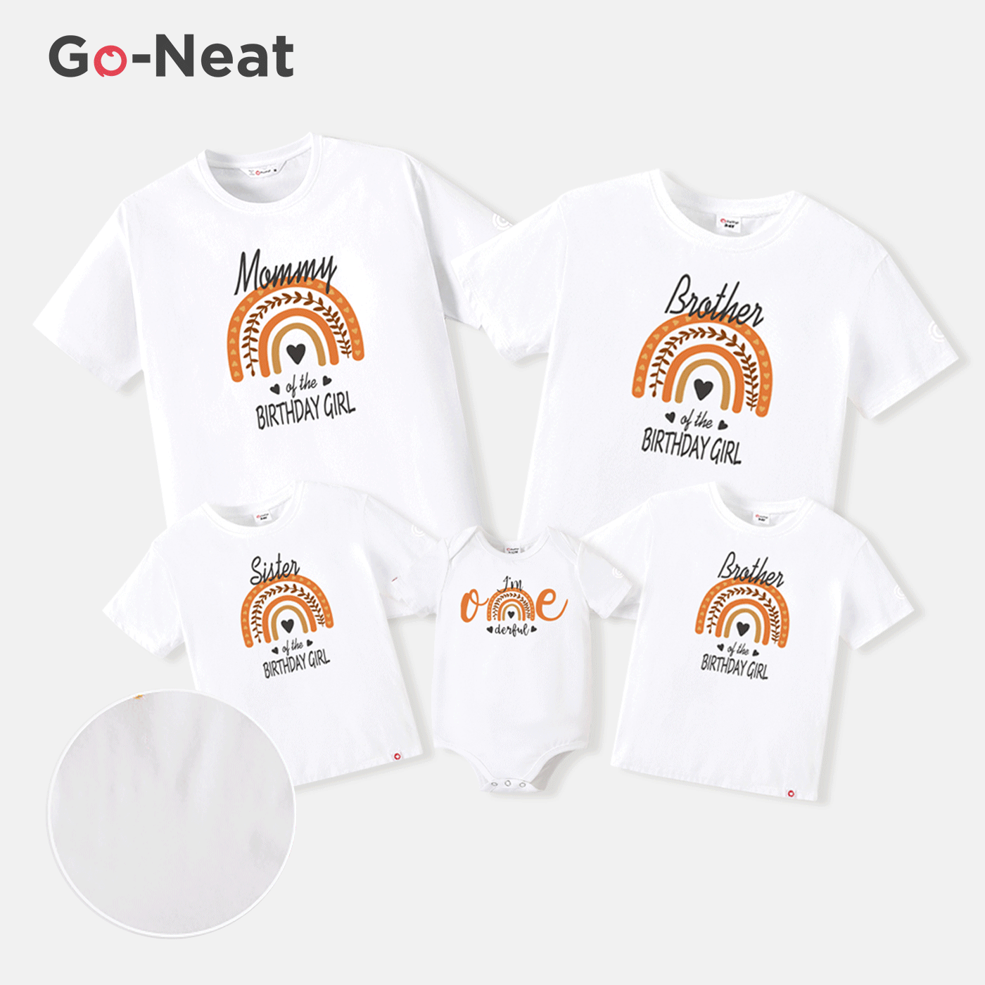 Go-Neat Water Repellent and Stain Resistant Family Matching Rainbow & Letter Print Short-sleeve Birthday Tee
