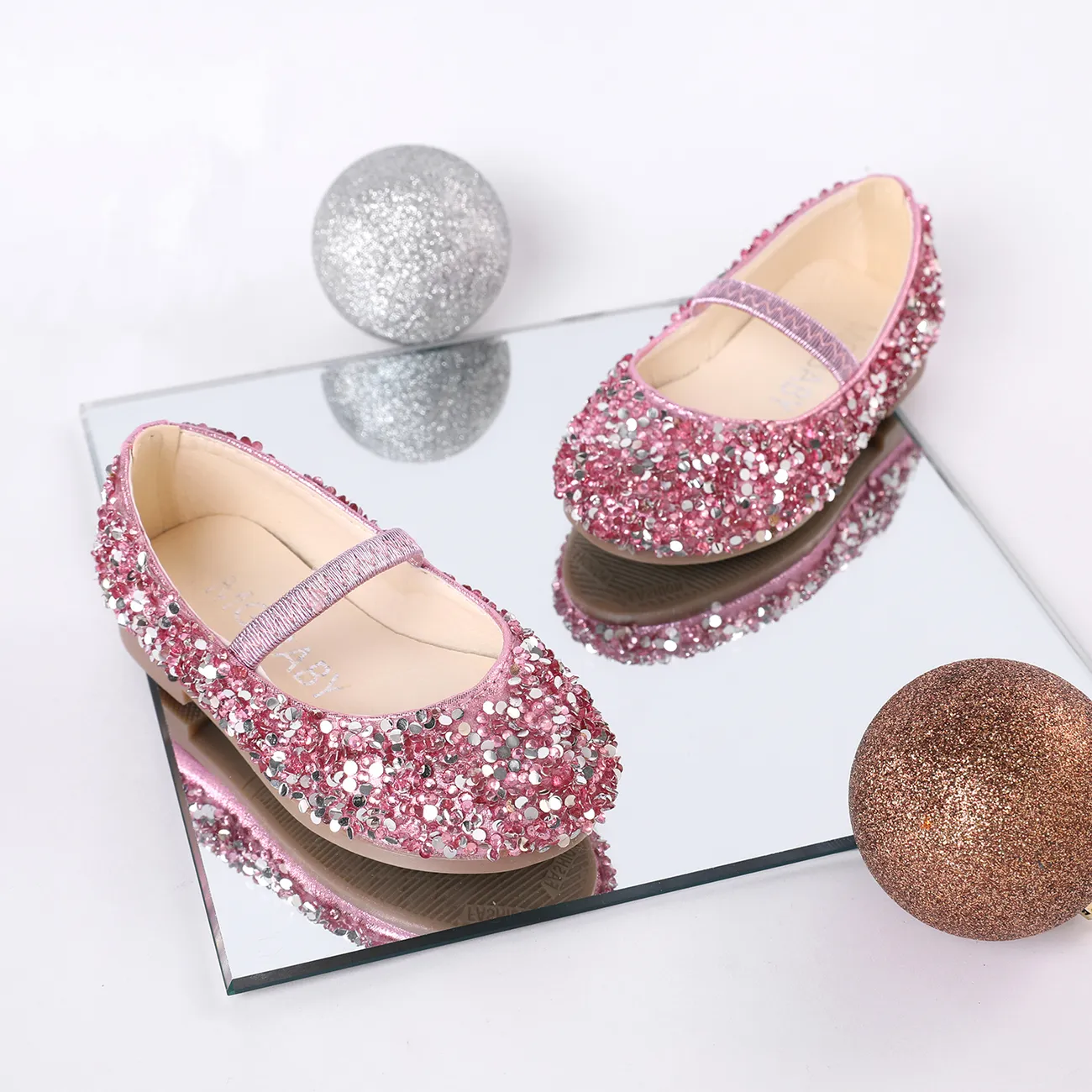 Toddler/Kid Round Toe Glitter Shoes Pink big image 1