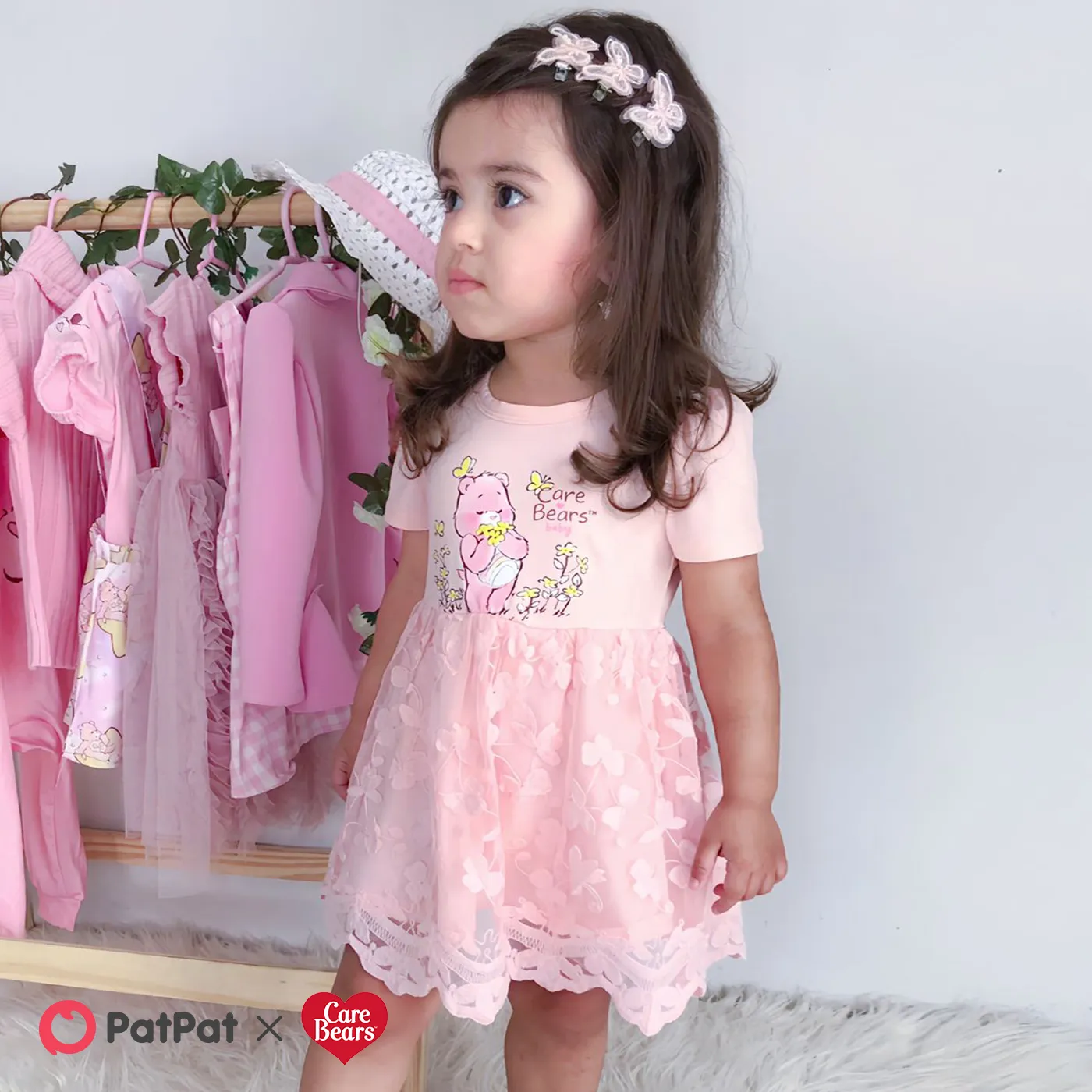 الدببة الطيبة فساتين مواليد حريمي طوق الجولة كم قصير دانتيل نقش حيوانات إنكارنادين image 2