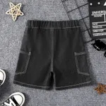Toddler Boy Cotton Pocket Design Denim Shorts Black image 2