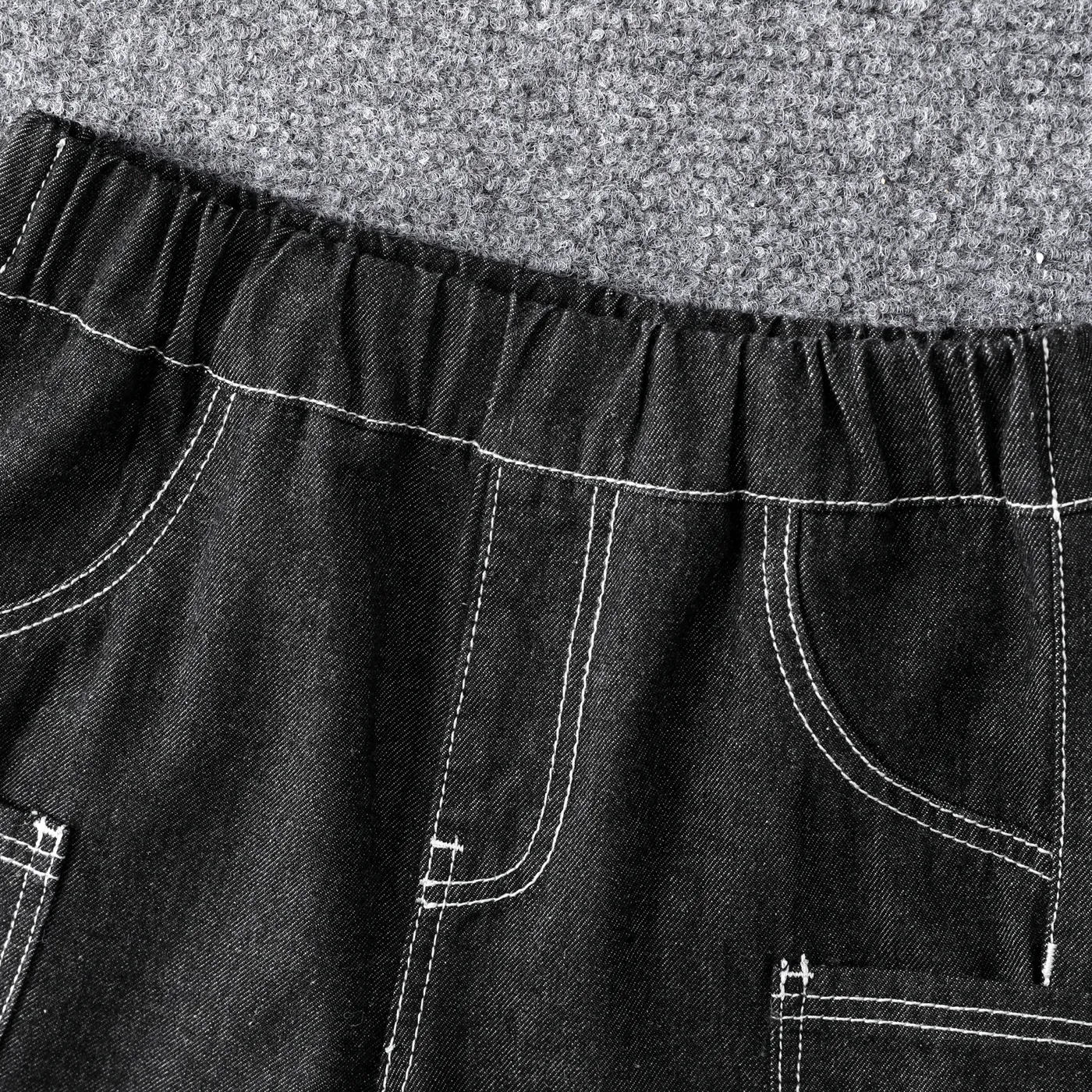 Toddler Boy Cotton Pocket Design Denim Shorts Black image 3