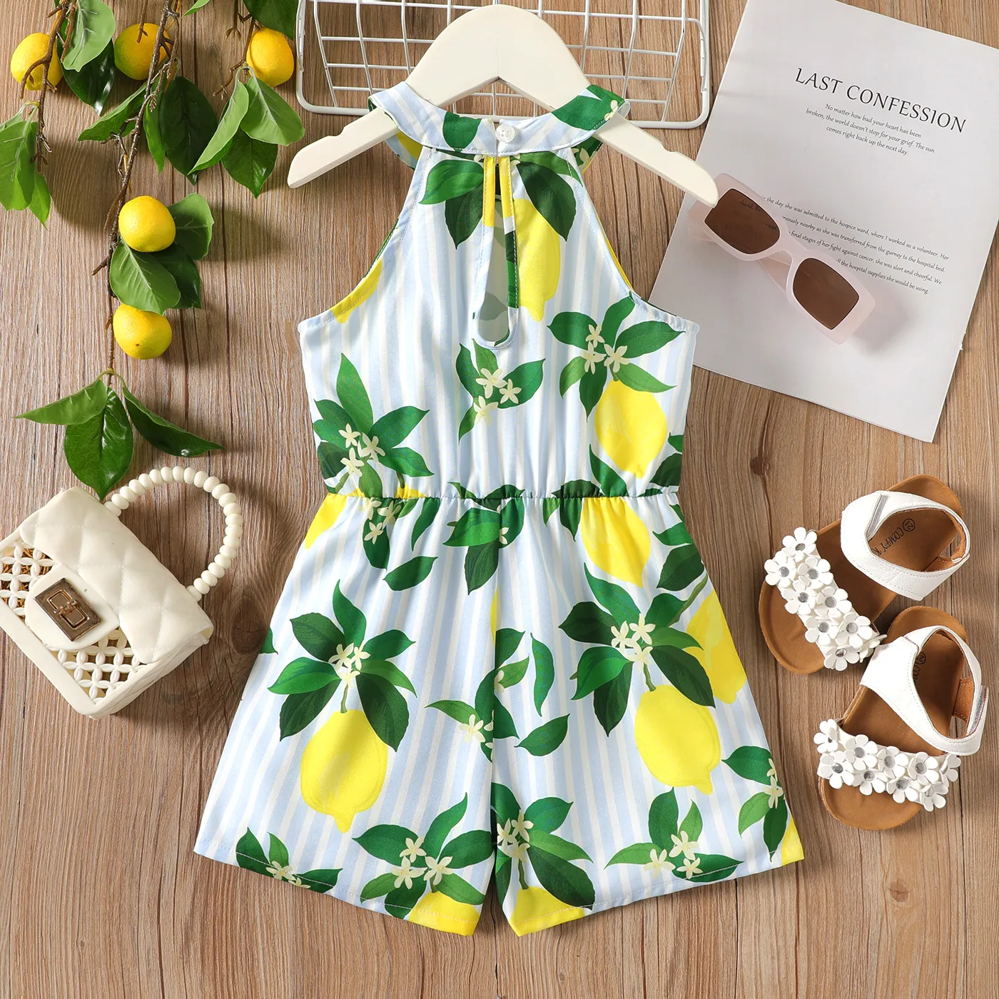 Criança Menina Halter Infantil Limão Macacão Multicolorido image 2
