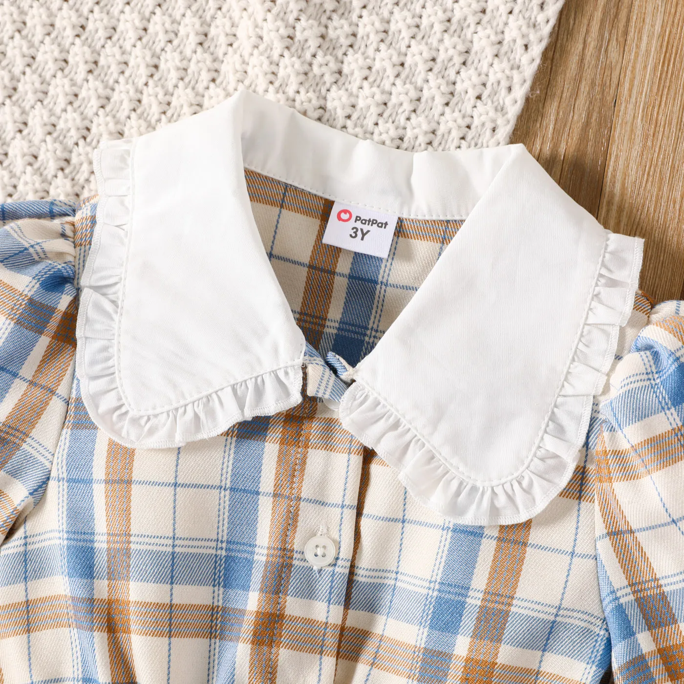 Toddler Girl Peter Pan Collar Long-sleeve Plaid Dress  image 3