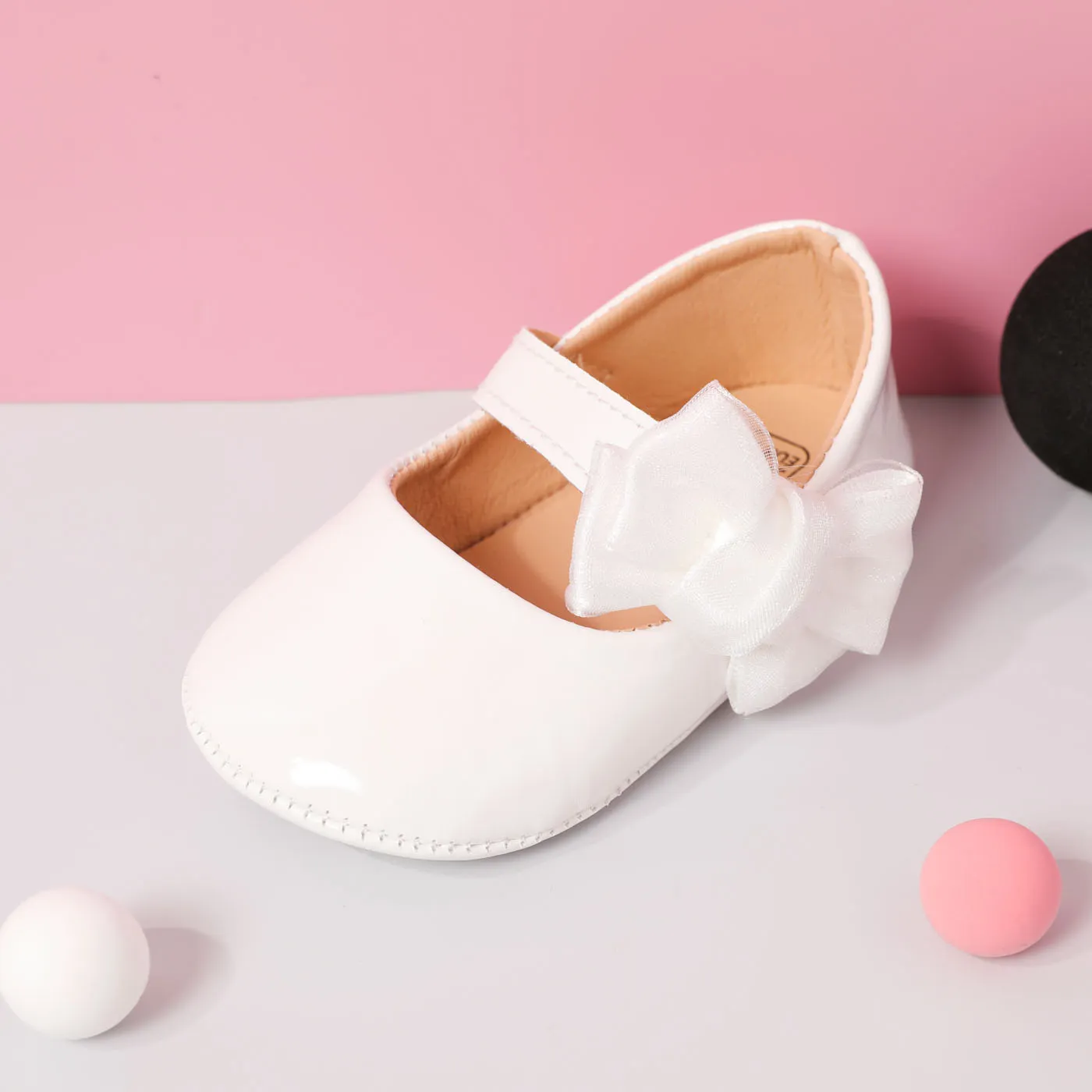 Baby/Toddler Bow Decor Solid Toddler Shoes White image 3