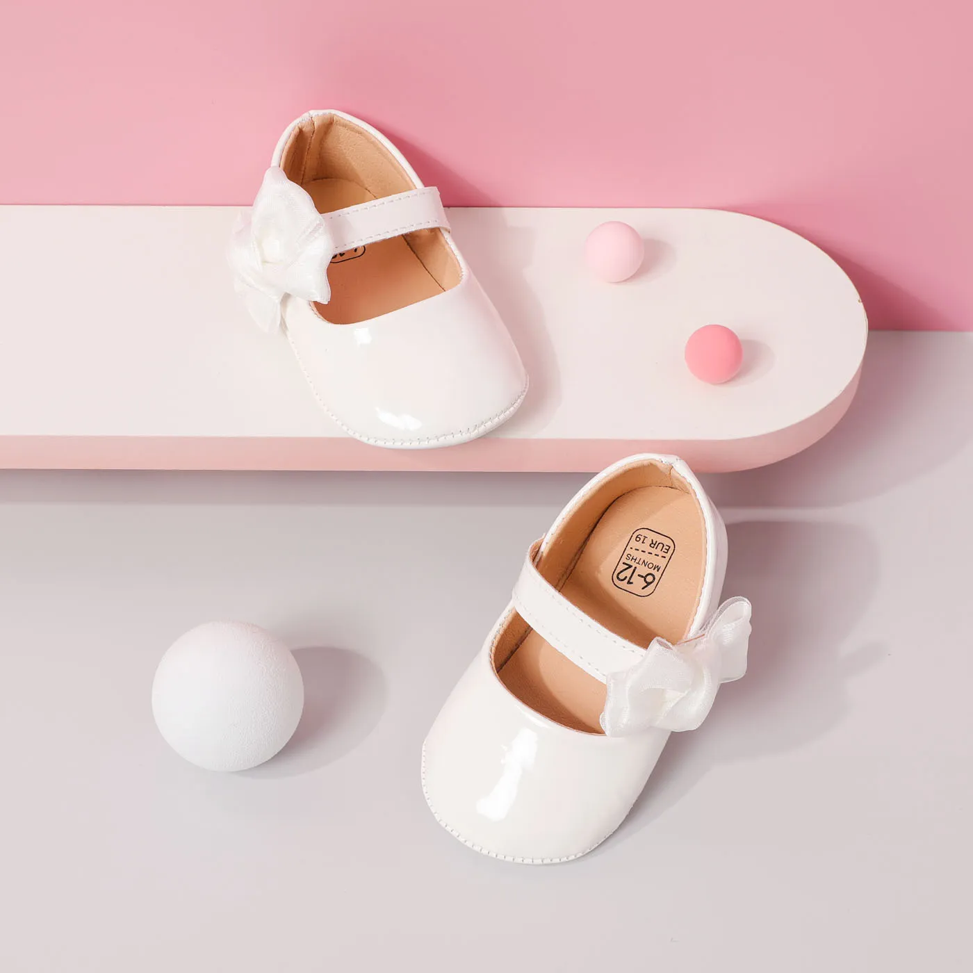 Baby/Toddler Bow Decor Solid Toddler Shoes White big image 1