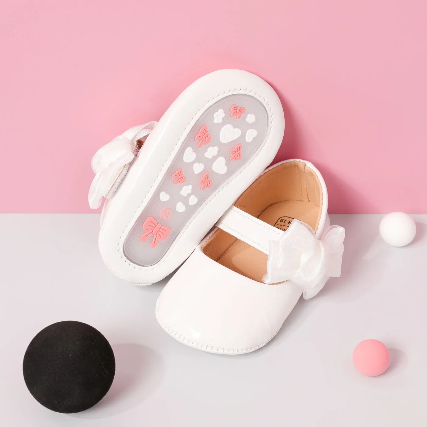 Baby/Toddler Bow Decor Solid Toddler Shoes White image 4