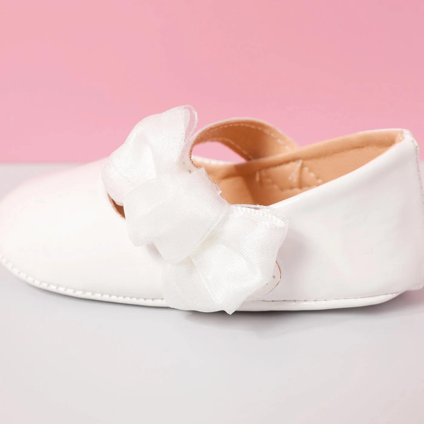 Baby/Toddler Bow Decor Solid Toddler Shoes White image 5