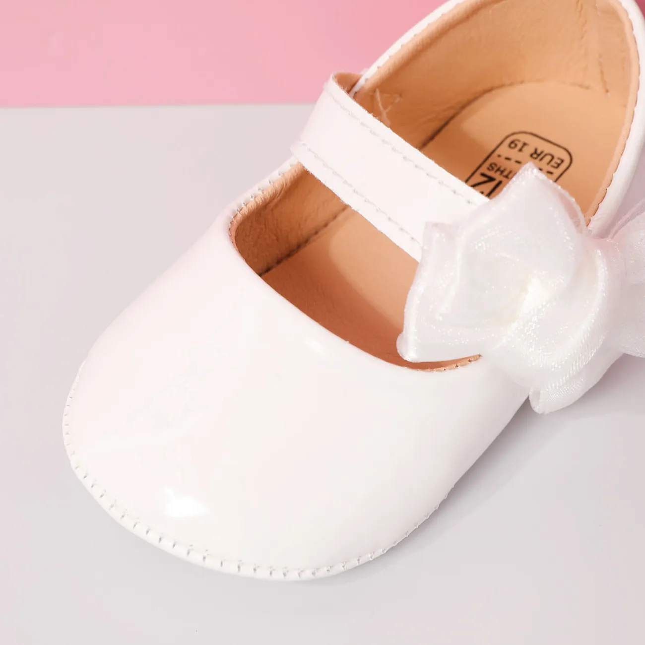 طفل / طفل صغير القوس ديكور أحذية طفل صلب أبيض big image 1