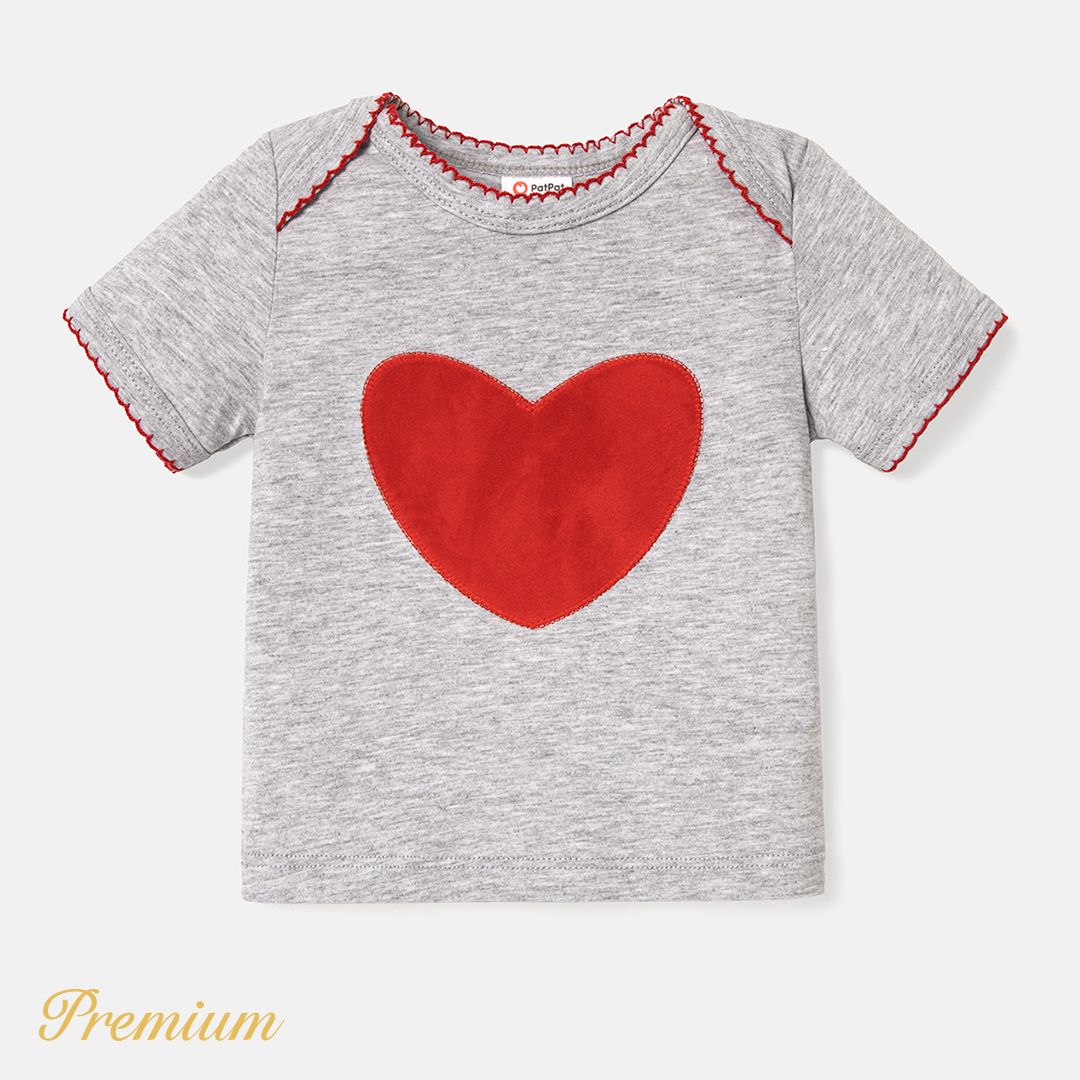 T-shirt Bébé Fille 100 % Coton à Manches Courtes Avec Motif Cœur