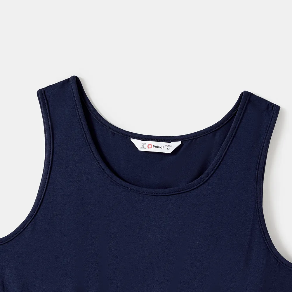 Independence Day Family Matching Star & Striped Print Spliced Tank Dresses and Short-sleeve T-shirts Sets big image 15