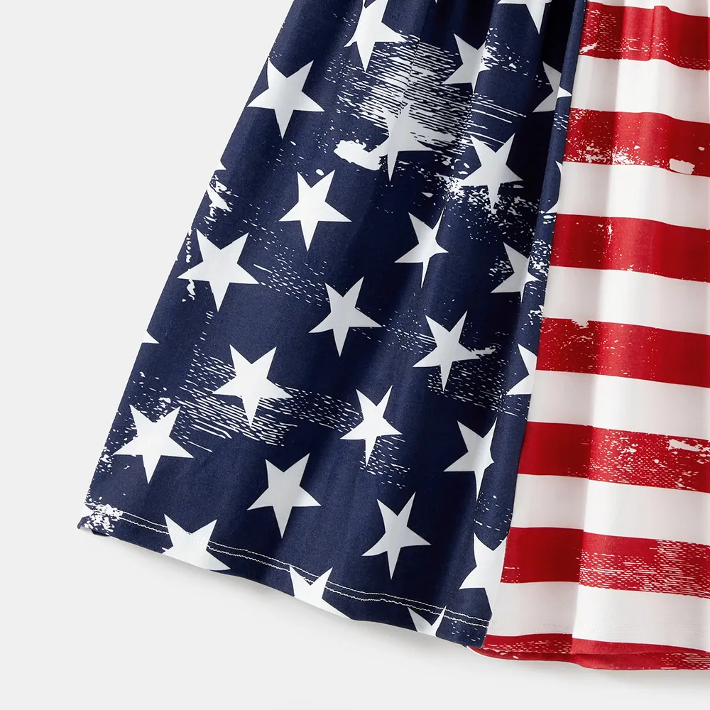 Independence Day Family Matching Star & Striped Print Spliced Tank Dresses and Short-sleeve T-shirts Sets big image 12