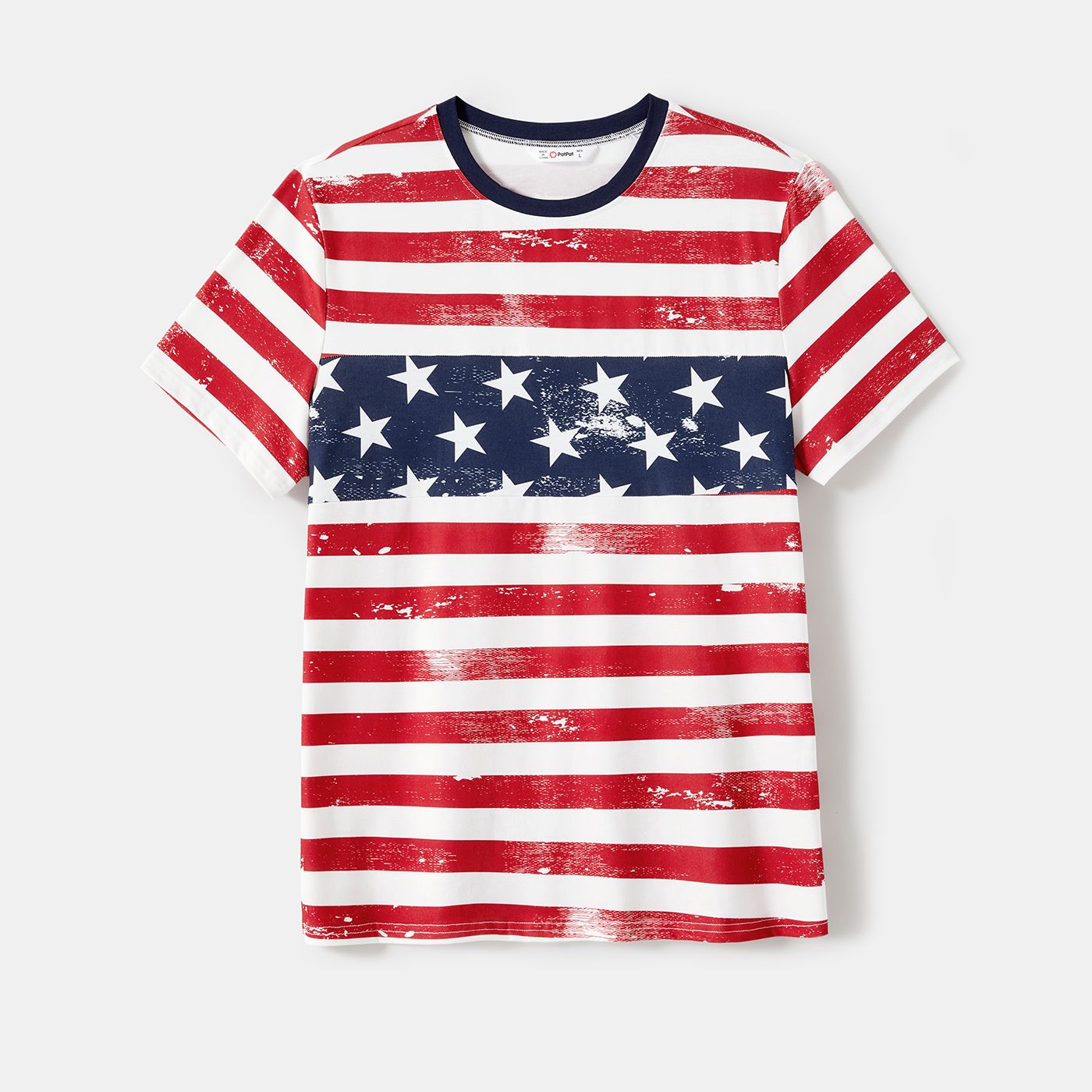 Independence Day Family Matching Star & Striped Print Spliced Tank Dresses And Short-sleeve T-shirts Sets