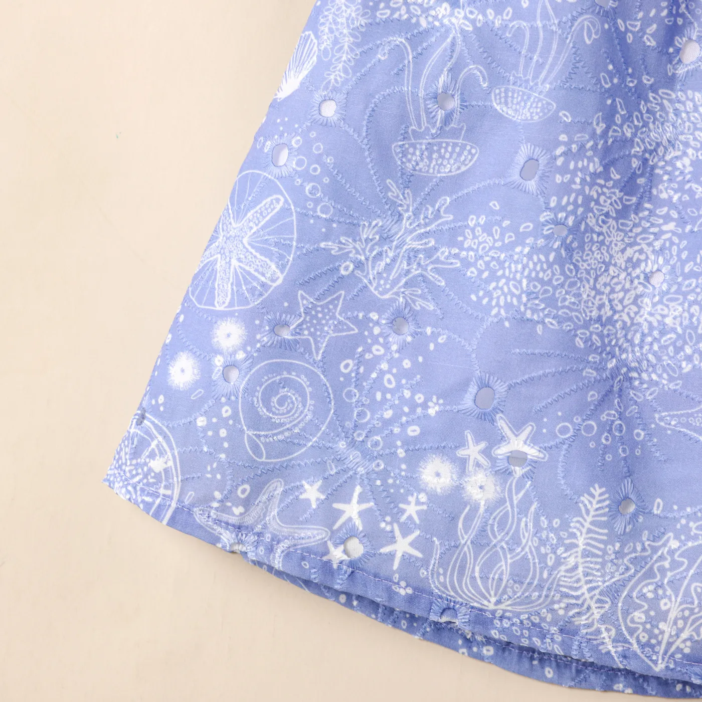 Menina Criança Allover Ocean Print babado Puff-manga Blusa Azul image 5