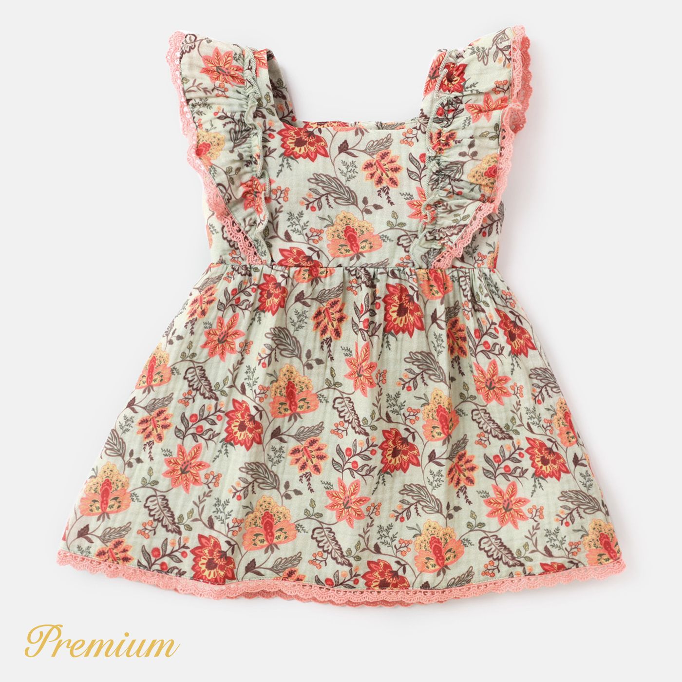 

<Bohemian Rhapsody> Baby Girl 100% Cotton Crepe Lace Detail Ruffled Floral Print Series