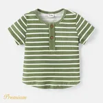 Baby Girl Cotton Ribbed Striped Short-sleeve Tee Army green