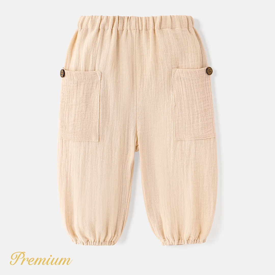 Baby Boy/Girl 100% Cotton Crepe Solid Pants Apricot